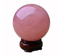 NWPNLXEA Rose Quartz Power Stone Crystal Ball Feng Shui Gem Set with Pedestal Love Amulet Purification Luck Marutama Present,90mm