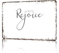 NWPNLXEA Scripture Wall Decor Always Rejoice Vintage Bible Verse Aluminum Metal Tin Sign for Home Faith Joy Decor (8 X 12