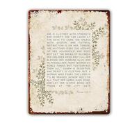 NWPNLXEA Strength and Dignity Faith Based Vintage Metal Tin Sign Botanical Floral Wall-Art For Living Room Home Decor 8 X 12