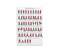 NWPNLXEA Traditional Kung Fu Metal Tin Sign Chinese Wushu Tai Chi 10 Form Movement Sequence Educational Art for Home Gym and Office (8 X 12