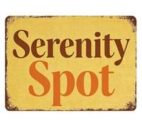 NWPNLXEA Vintage Metal Tin Sign Featuring Serenity Word Art Rustic Wall Decor for Calming Living Room or Bedroom 8 X 12 inch