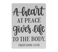 NWPNLXEA Vintage Religious Metal Sign Proverbs 14 30 Scripture Quote Heart Peace Life Inspirational Wall Decor for Home Office Church Gift 8 X 12 Inch