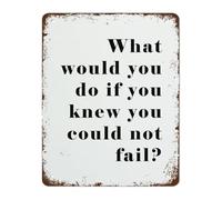 NWPNLXEA What Would You Do If You Knew You Could Not Fail Retro Vintage Tin Sign Funny Motivational Wall-Art For Workspace Cafe 8 X 12
