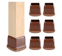 NWRYSM 32 Pezzi Tappi Sedie Quadrati Piedini Puntali Quadrati in Gomma Tappi per Le Gambe delle Sedie Coprigambe Sedia Quadrati Silicone Antiscivolo Resistente(Size:Medium 19-25mm,Color:Marrone)