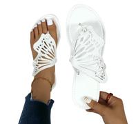 NWSDZXF Infradito Donna Sandali Femminili Farfalla Pannelli Piatti Estate Nuove da Spiaggia in Pelle Morbida Casual-bianco-40