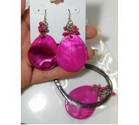 Nwt Divertimento Madreperla Cover Dipinto Rosa Marrone Filo Collana Orecchini Di