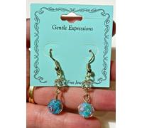 Nwt Gentle expressions' Torta Matrimonio' Blu Flowr Vetro Perlina Orecchini B 12