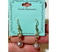 Nwt Gentle expressions' Torta Matrimonio' Rosa Flowr Vetro Perle Orecchini B 12