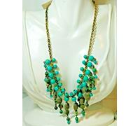 Nwt Grosso' Zen' Fatto a Mano Blu Turchese Pendente Perline Argento Ton Collana