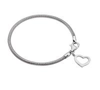 Nwt Persona Argento Sterling 3mm Serpente Catena Braccialetto con Ciondoli Cuore