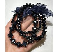 Nwt Set Di 3 Blu Notte Ab Sfaccettato Vetro Cristallo Perlina Stretch Bracciali