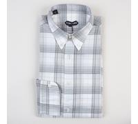 Nwt Tom Ford Camicia 43/17 Casual Fit Quadri Grigio Bianco Bge con Bottoni