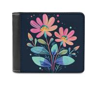 NWTPK Portafoglio fermasoldi con foglie rosse e verdi stampate porta carte di credito adatto per riporre contanti, carte di credito, carte d'identità, stile, taglia unica, contemporaneo