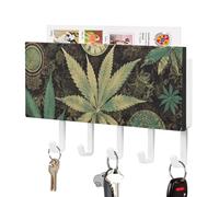 NWTRJ A Puff in Time Weed Marijuana portachiavi da parete con 5 ganci, organizer decorativo per chiavi, per ingresso, porta d'ingresso, corridoio, ufficio