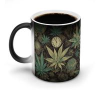 NWTRJ A Puff in Time Weed Marijuana tazza da caffè 325 ml divertente tazza in ceramica sensibile al calore tazza da caffè cambia colore tazza da caffè tazza da tè per casa ufficio viaggi