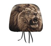 NWTRJ Angry Lion - Copripoggiatesta per auto, morbido, traspirante, universale, adatto per auto, camion, SUV, furgoni, accessori interni auto, confezione da 2