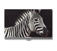 NWTRJ Animal Zebra Porta biglietti da visita sottile portatile custodia per biglietti da visita in metallo tasca porta biglietti da visita portafoglio per uomini donne ufficio viaggi