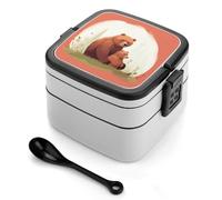 NWTRJ Bear Hug Bento Box - Contenitore per il pranzo per adulti, impilabile, a prova di perdite, con cucchiaio, per donne, ufficio, lavoro, picnic