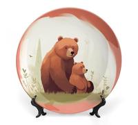 NWTRJ Bear Hug - Piatti decorativi in ceramica da 20,3 cm, con espositore, fatti a mano, ornamento in ceramica per casa, cucina, camera da letto, ornamenti decorativi