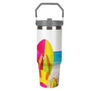 NWTRJ Bicchiere colorato da 880,5 g, con manico superiore, in acciaio inox, isolato sottovuoto, tazza da caffè con coperchio e cannuccia, bottiglia d'acqua a tenuta stagna per donne e uomini