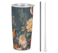 NWTRJ Bicchiere da 590 ml, con coperchio e cannuccia, in acciaio inox, con coperchio e cannuccia, da viaggio, per caffè, tè, bevande