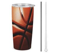 NWTRJ Bicchiere termico da 590 ml, in acciaio inox, con coperchio e cannuccia, da viaggio, per caffè, tè, bevande