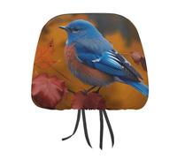 NWTRJ Blue Bird and Leaves - Poggiatesta per auto, morbido, traspirante, universale, adatto per auto, camion, SUV, furgoni, accessori interni auto, confezione da 2
