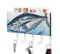 NWTRJ Bluefin - Portachiavi a forma di tonno Thunnus, da parete, con 5 ganci, decorativo, per ingresso, porta d'ingresso, corridoio, ufficio