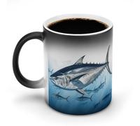NWTRJ Bluefin - Tazza da caffè con tonno Thunnus, 325 ml, divertente tazza in ceramica sensibile al calore, tazza da caffè che cambia colore, tazza da tè per casa, ufficio, viaggi