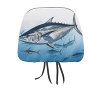 NWTRJ Bluefin Tuna Thunnus - Poggiatesta per auto, morbido, traspirante, universale, per auto, camion, SUV, furgoni, accessori interni auto, confezione da 2