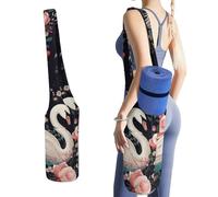 NWTRJ Borsa lunga per tappetino da yoga con cigno floreale, con grande tasca laterale per tappetino da yoga, adatta alla maggior parte dei tappetini