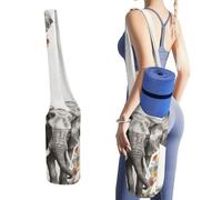 NWTRJ Borsa lunga per tappetino da yoga con elefante e grande tasca laterale per tappetino da yoga, adatta alla maggior parte dei tappetini