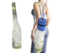 NWTRJ Borsa lunga per tappetino da yoga con ippopotamo e dente di leone con grande tasca laterale per tappetino da yoga adatta alla maggior parte dei tappetini