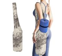 NWTRJ Borsa lunga per tappetino da yoga disegnata a mano con libellula floreale con grande tasca laterale per tappetino da yoga adatta alla maggior parte dei tappetini