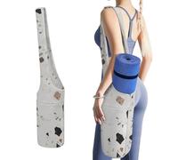 NWTRJ Borsa lunga per tappetino da yoga in terrazzo bianco, con grande tasca laterale per tappetino da yoga, adatta alla maggior parte dei tappetini