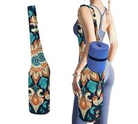 NWTRJ Borsa lunga per tappetino da yoga vintage con fiori mandala con grande tasca laterale per tappetino da yoga, adatta alla maggior parte dei tappetini