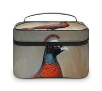 NWTRJ Borsa per il trucco da viaggio con fagiano rosso, borsa cosmetica portatile impermeabile in pelle PU porta pennelli da trucco borsa da toilette per donne signore, stile, 25 x 18 x 15 cm