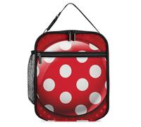 NWTRJ Borsa termica riutilizzabile a forma di palla con pois bianchi, a prova di perdite, per donne e uomini, lavoro, ufficio, picnic