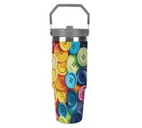 NWTRJ Bottone colorato da 880 ml con manico superiore in acciaio inox isolato sottovuoto tazza da caffè tazza da viaggio con coperchio e cannuccia bottiglia d'acqua a tenuta stagna per donne e uomini
