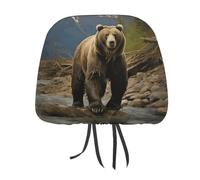 NWTRJ Brown Bear, copri poggiatesta per auto, morbidi, traspiranti, universali, per auto, camion, SUV, furgoni, accessori interni auto, confezione da 2