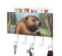 NWTRJ Busy Beaver - Portachiavi a forma di cartone animato, con 5 ganci, decorativo, per ingresso, porta d'ingresso, corridoio, ufficio