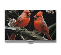 NWTRJ Cardinals Birds Fauna Wild Porta biglietti da visita sottile portatile porta biglietti da visita in metallo tasca porta biglietti da visita portafoglio per uomini donne ufficio viaggi
