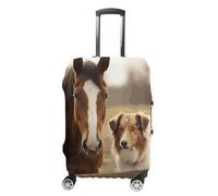 NWTRJ Collie Dog And Horse Together - Copertura elastica lavabile per valigia, antipolvere, antigraffio, adatta per bagagli da 48 a 81 cm, Stile:, M
