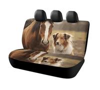 NWTRJ Collie Dog and Horse Together - Coprisedili posteriori per auto, morbidi, impermeabili, antipolvere e antigraffio, universali, adatti alla maggior parte dei camion, SUV, furgoni