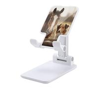 NWTRJ Collie Dog and Horse Together - Supporto per telefono cellulare con angolo regolabile in altezza, pieghevole, compatibile con tutti i telefoni cellulari