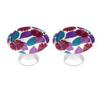 NWTRJ Confezione da 2 pomelli rotondi per cassetti e cassettiere, stile moderno, con foglie e fiori, viola, per casa, ufficio, cucina