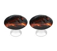 NWTRJ Confezione da 2 pomelli rotondi per cassetti e comò, in stile moderno, con magma rosso, con draghi volanti, per casa, ufficio, cucina