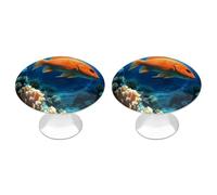 NWTRJ Confezione da 2 pomelli rotondi per cassetti in stile moderno, a forma di pesce sul fondo del mare, per casa, ufficio, cucina