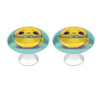 NWTRJ Confezione da 2 pomelli rotondi per cassetti in stile moderno, con animali nella tazza, per casa, ufficio, cucina