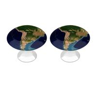 NWTRJ Confezione da 2 pomelli rotondi per cassetti in stile moderno, con immagine satellitare del Sud America, per casa, ufficio, cucina